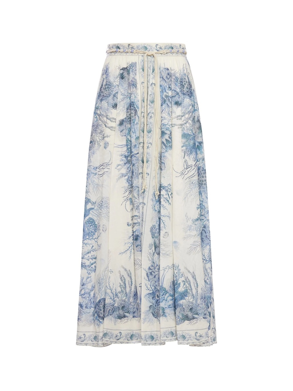 Zimmermann WonderLust Blue and Cream Floral Maxi Skirt - AU0P - NWT